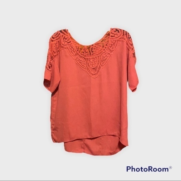 Metaphor Tops - Orange short sleeve work top 066